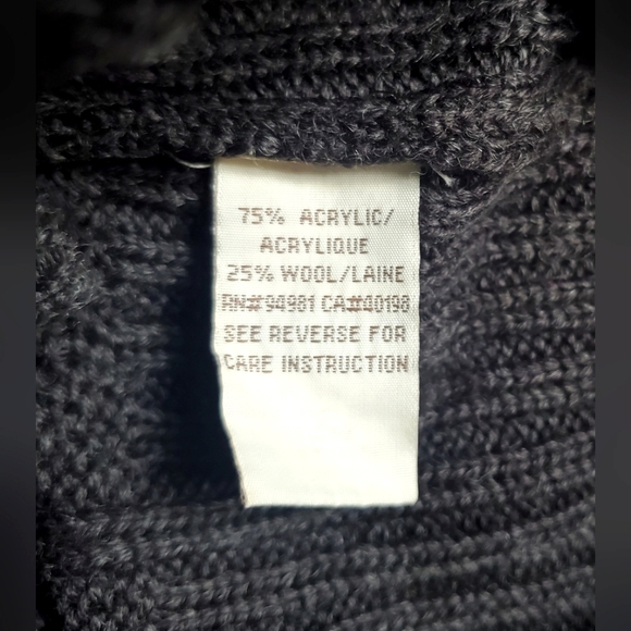 Crochet Pointelle Knit Eyelet Cowl Neck Wool Blend Sweater Gray Retro Size M - Picture 8 of 9